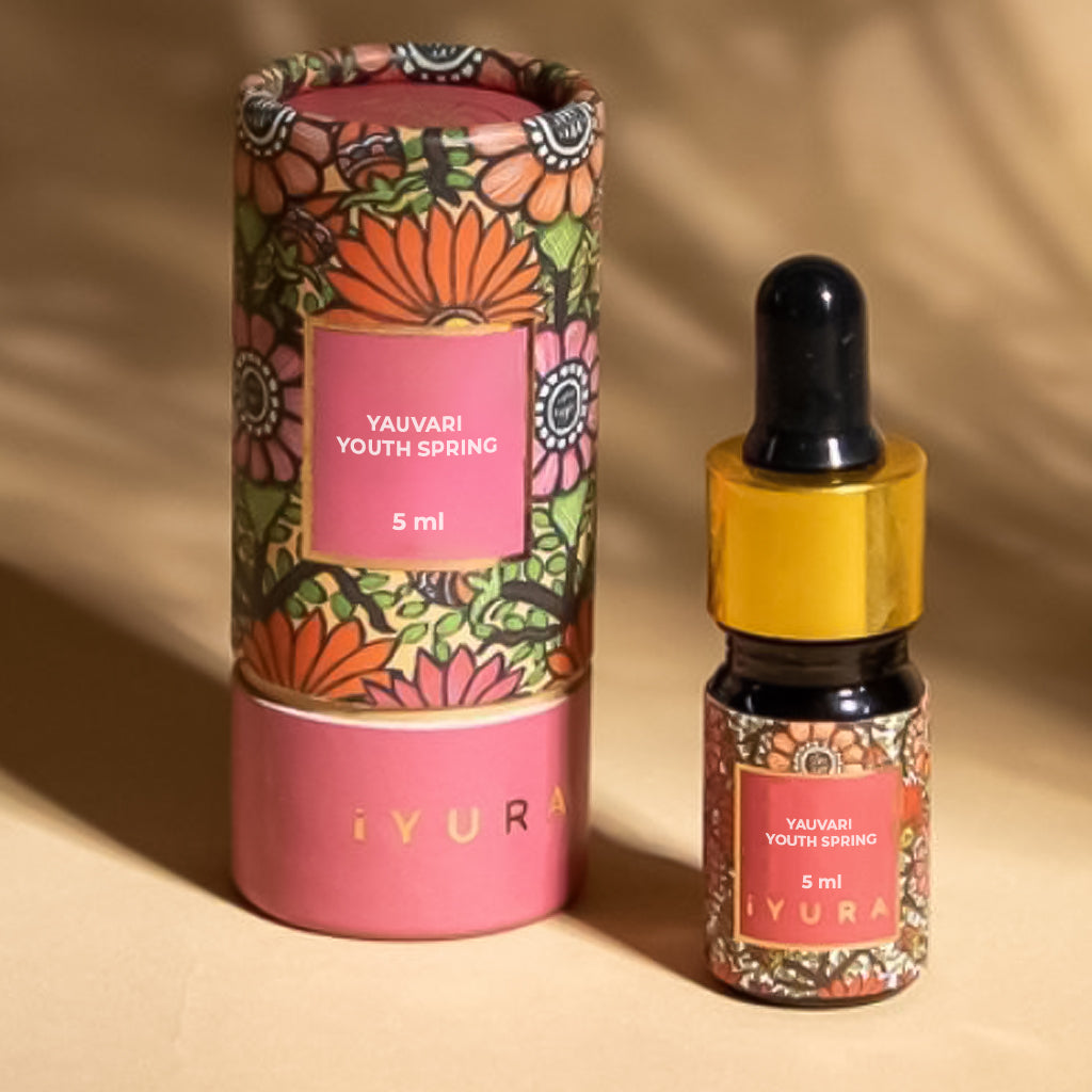 Mini Yauvari Amplified Youth Spring - Huile hydratante ayurvédique pour le visage à base de haricot noir - Riche, incolore, aromatique, source de jeunesse