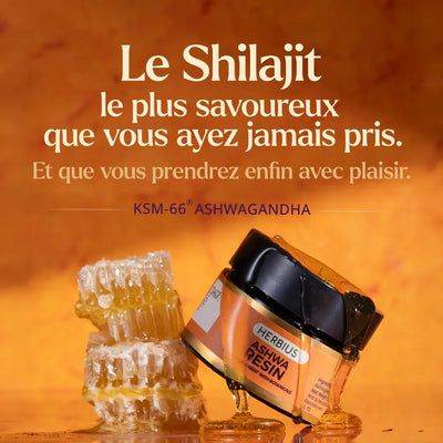 HERBIUS® ASHWA RESIN : Un puissant mélange de Shilajit pur de l’Himalaya et de l’Ashwagandha la plus étudiée cliniquement au monde (KSM-66®) - Lot de 2