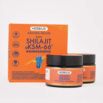 HERBIUS® ASHWA RESIN : Un puissant mélange de Shilajit pur de l’Himalaya et de l’Ashwagandha la plus étudiée cliniquement au monde (KSM-66®) - Lot de 2