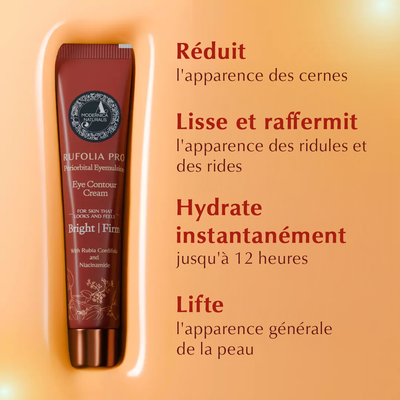 Rufolia Pro Eyemulsion Périorbitaire - Crème contour des yeux – Éclaircit, raffermit et hydrate le dessous des yeux – Nouvelle formule à base de manjistha, d'aloe vera, de lotus et de niacinamide – Meilleure crème pour le dessous des yeux