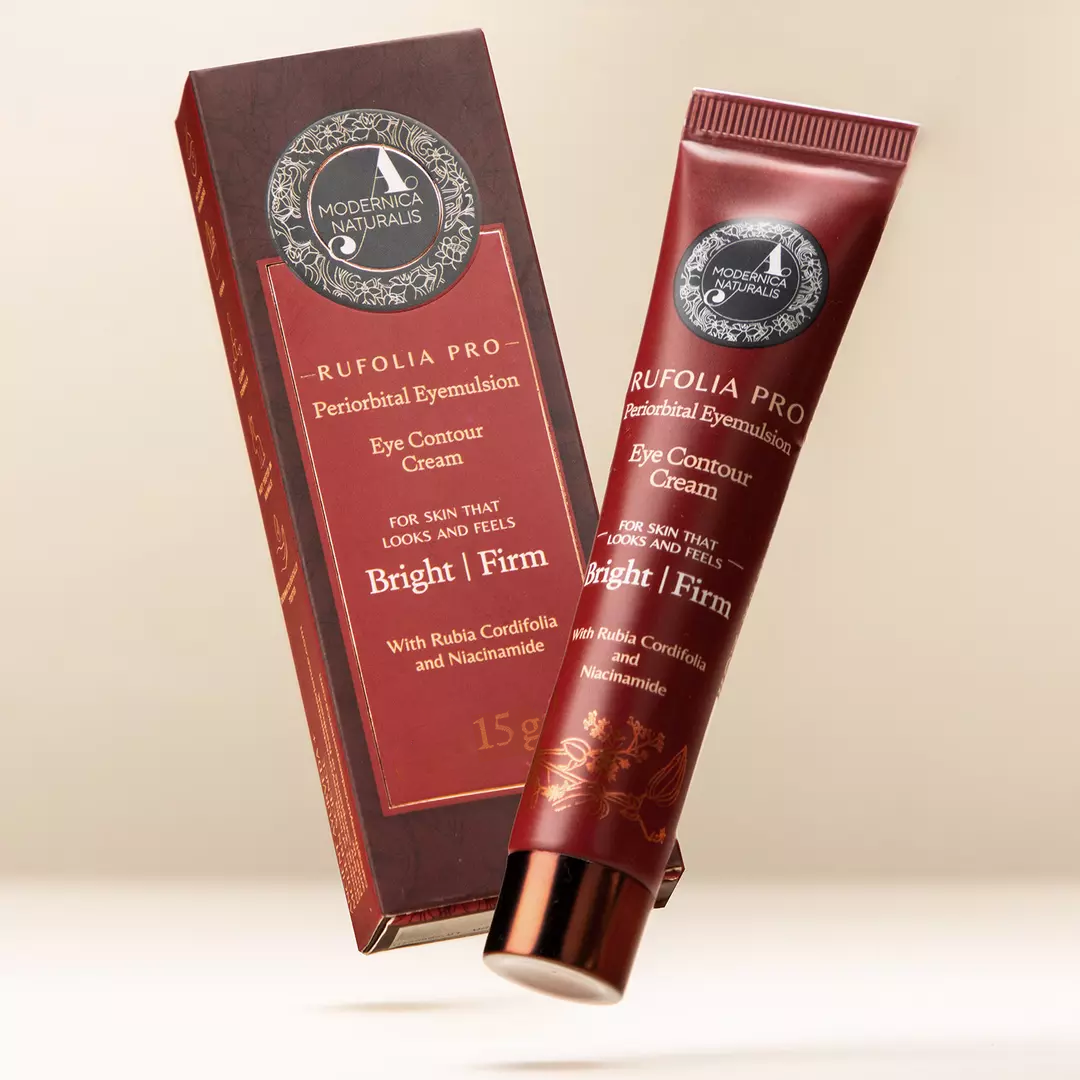 Rufolia Pro Eyemulsion Périorbitaire - Crème contour des yeux – Éclaircit, raffermit et hydrate le dessous des yeux – Nouvelle formule à base de manjistha, d'aloe vera, de lotus et de niacinamide – Meilleure crème pour le dessous des yeux